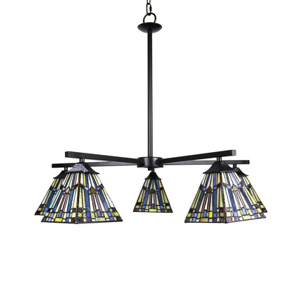 CHLOE Lighting KINSEY Mission Tiffany-style Blackish Bronze Chandelier | 5 Light Large Chandelier 30" Wide