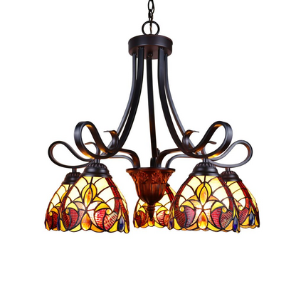 CHLOE Lighting ADIA Victorian Tiffany-Style Dark Bronze 5 Light Large Chandelier 24" Wide