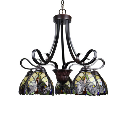 CHLOE Lighting ADIA Victorian Tiffany-Style Dark Bronze 5 Light Large Chandelier 24" Wide