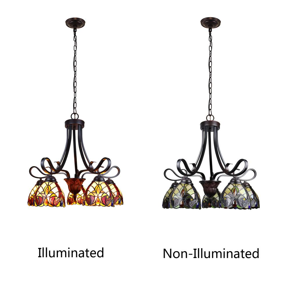 CHLOE Lighting ADIA Victorian Tiffany-Style Dark Bronze 5 Light Large Chandelier 24" Wide