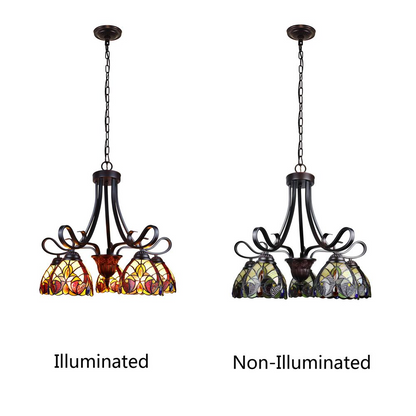 CHLOE Lighting ADIA Victorian Tiffany-Style Dark Bronze 5 Light Large Chandelier 24" Wide