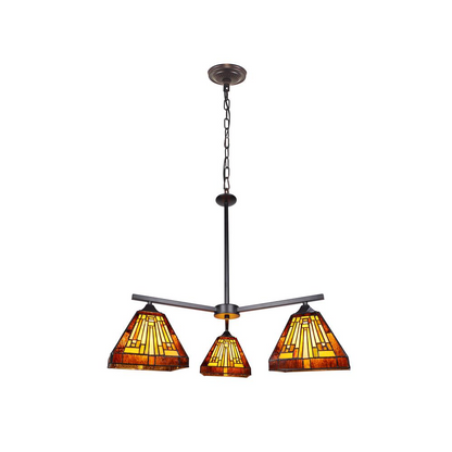 CHLOE Lighting INNES Mission Tiffany-Style Blackish Bronze 3 Light Mini Chandelier 27" Wide