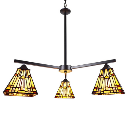 CHLOE Lighting KINSEY Mission Tiffany-style Blackish Bronze 3 Light Mini Chandelier 27" Wide