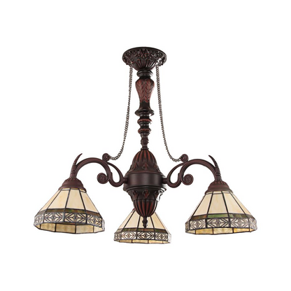 CHLOE Lighting BELLE Mission Tiffany-style Blackish Bronze 3 Light Mini Chandelier 21" Wide