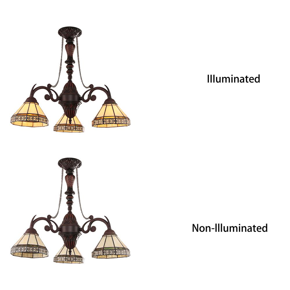 CHLOE Lighting BELLE Mission Tiffany-style Blackish Bronze 3 Light Mini Chandelier 21" Wide