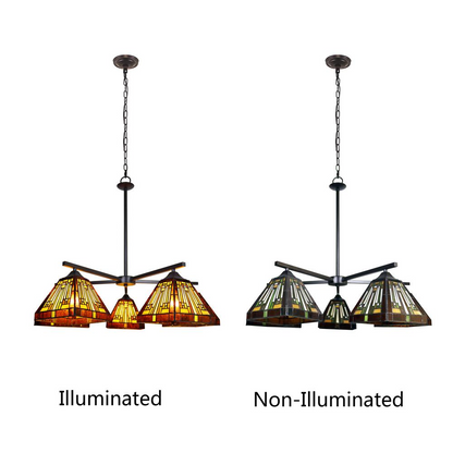 CHLOE Lighting INNES Mission Tiffany-Style Blackish Bronze 5 Light Large Chandelier 30" Wide