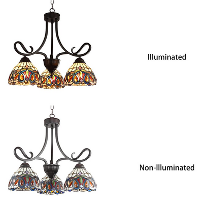 CHLOE Lighting SERENITY Victorian Tiffany-style Dark Bronze 3 Light Mini Chandelier 22" Wide