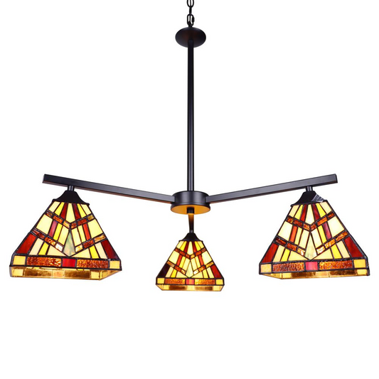 CHLOE Lighting VINCENT Mission Tiffany-style Blackish Bronze 3 Light Chandelier 27" Wide