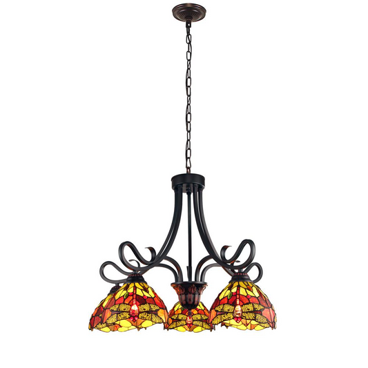 CHLOE Lighting EMPRESS Dragonfly Tiffany-style Dark Bronze Chandelier - Elegant 5 Light Large Chandelier 27" Wide