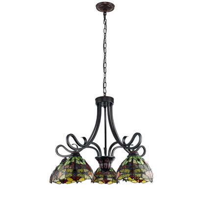 CHLOE Lighting EMPRESS Dragonfly Tiffany-style Dark Bronze Chandelier - Elegant 5 Light Large Chandelier 27" Wide