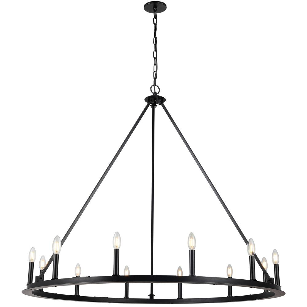 Colby Transitional Incandescent Chandelier | Matte Black | 12 Lights