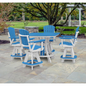 OS Home and Office CS130BW-K Five Piece Square Counter Height Dining Set in Blue on a White Base