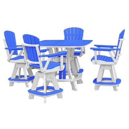 OS Home and Office CS130BW-K Five Piece Square Counter Height Dining Set in Blue on a White Base