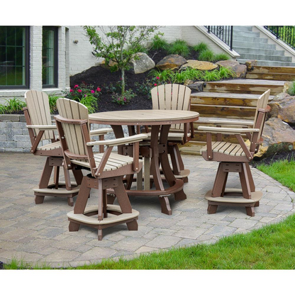 OS Home and Office Five Piece Round Counter Height Dining Set in Weatherwood on a Tudor Brown Base