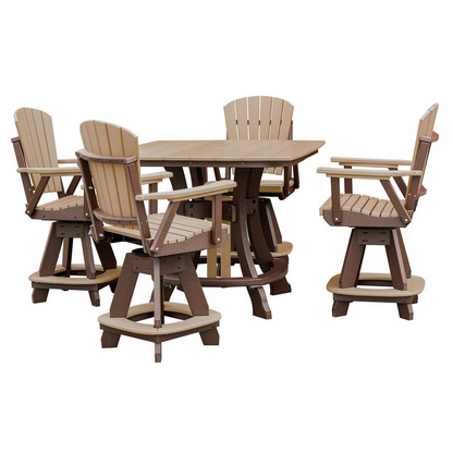 OS Home and Office Model CS130CTB-K Five Piece Square Counter Height Dining Set in Cedar on a Tudor Brown Base