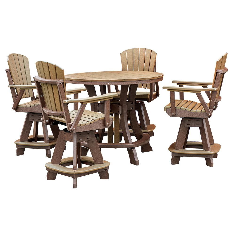 OS Home and Office Model CR130CTB-K Five Piece Round Counter Height Dining Set in Cedar on a Tudor Brown Base