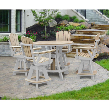 Heavy Duty 5-Piece Patio Set - Counter Height Table & Swivel Chairs, Weatherwood