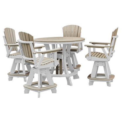 Heavy Duty 5-Piece Patio Set - Counter Height Table & Swivel Chairs, Weatherwood