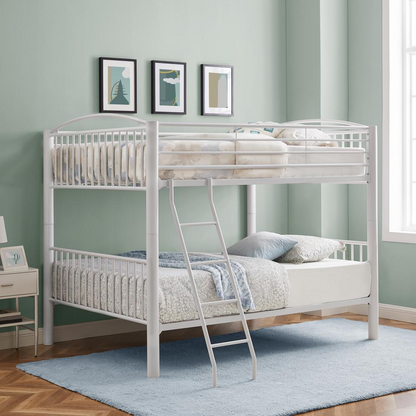 Heavy Metal Full Full White Bunk Bed | Sturdy Metal Frame | Ideal for Children's Room