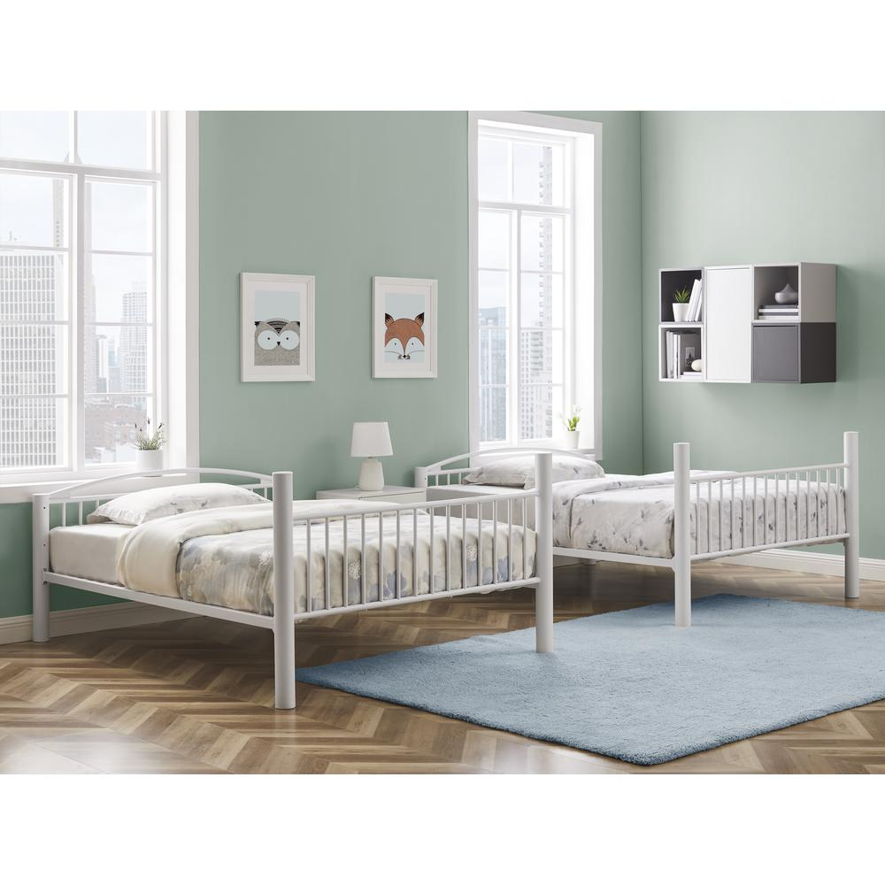 Heavy Metal Full Full White Bunk Bed | Sturdy Metal Frame | Ideal for Children's Room