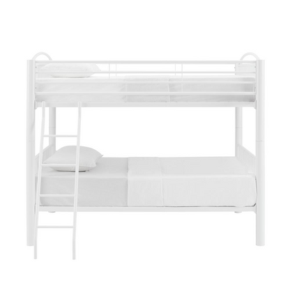 Heavy Metal Full Full White Bunk Bed | Sturdy Metal Frame | Ideal for Children's Room