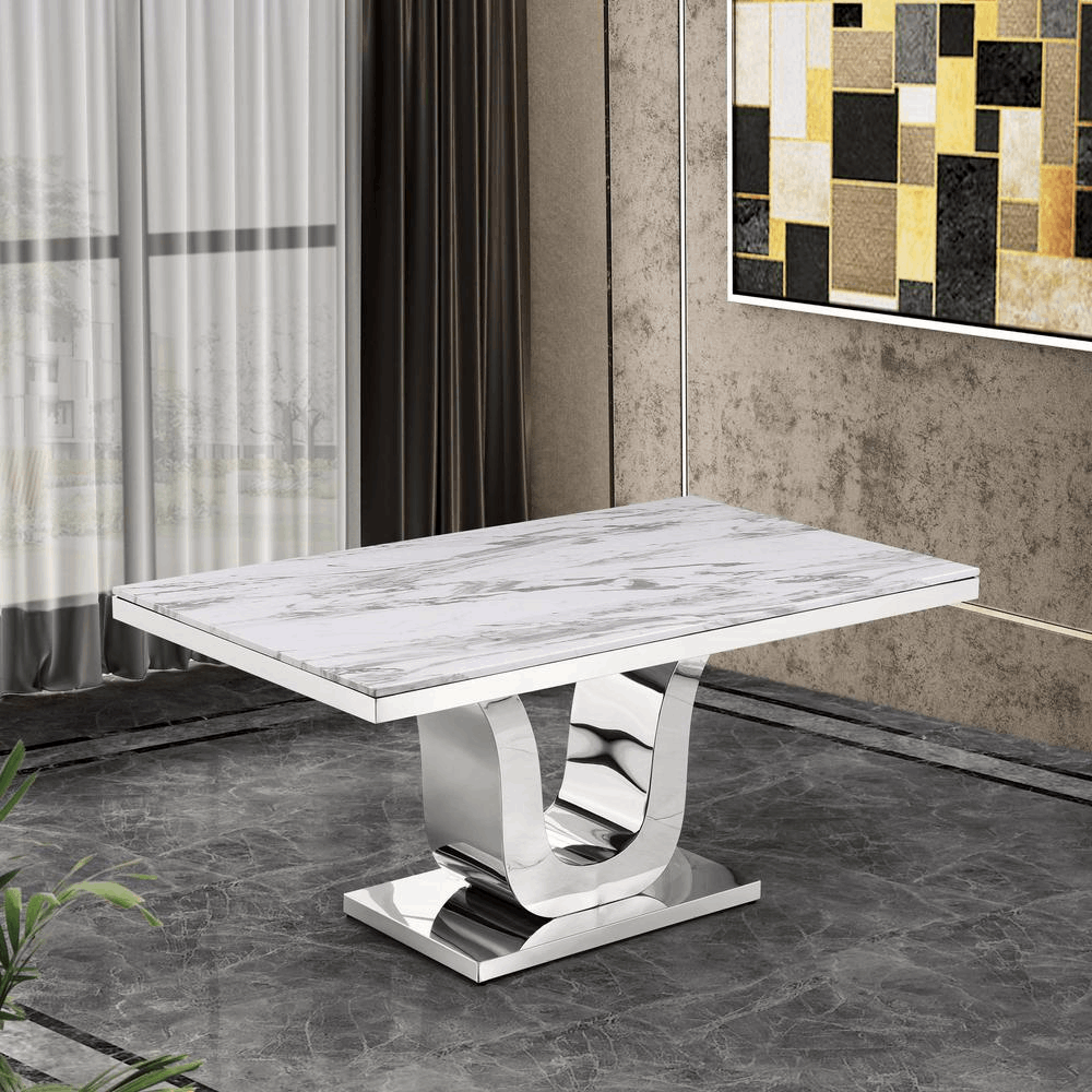 Dining Table with White Marble Top