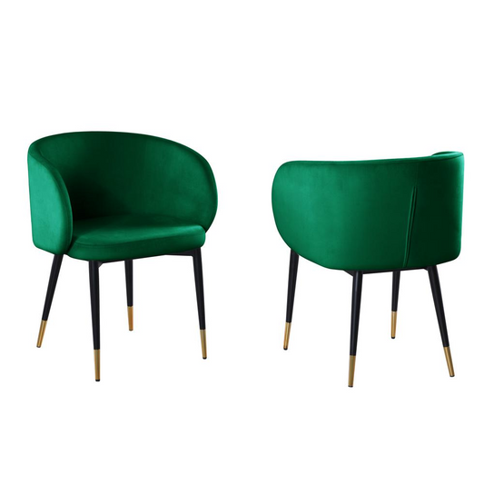 Hemingway Velvet Upholstered Side Chair in Green - Modern Style, Velvet Fabric, Easy Assembly