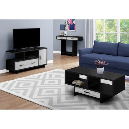 Black/Grey Reclaimed Wood-Look Coffee Table - Modern Style with Abundant Storage - Navarrete Furniture