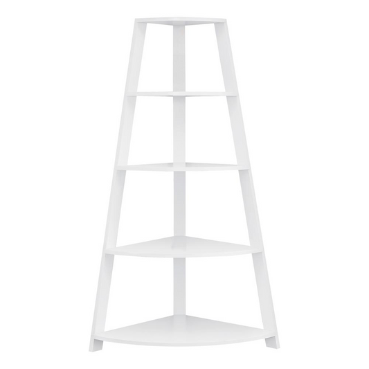 Chic White Corner Bookshelf | 4 Tier Shelving Unit for Office or Bedroom