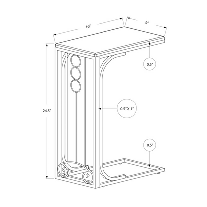 Accent Table - Black Top / Silver Metal | Stylish and Convenient