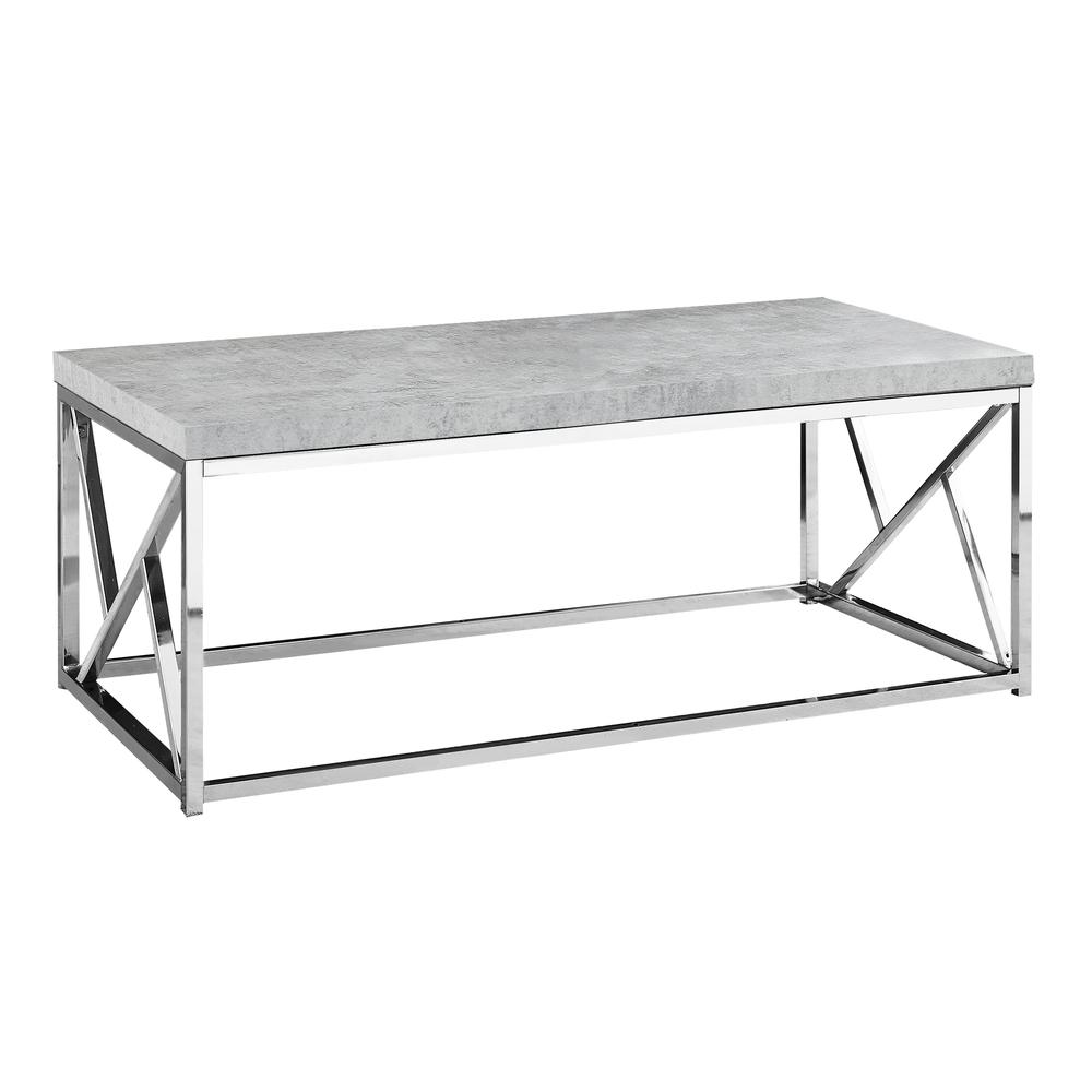 COFFEE TABLE - Grey Cement with Chrome Metal | Stylish and Modern Design - Navarrete Furniture