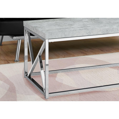 COFFEE TABLE - Grey Cement with Chrome Metal | Stylish and Modern Design - Navarrete Furniture