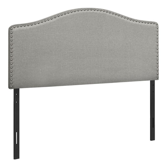 Full Size Grey Linen Headboard - Upholstered Panel with Nailhead Trim