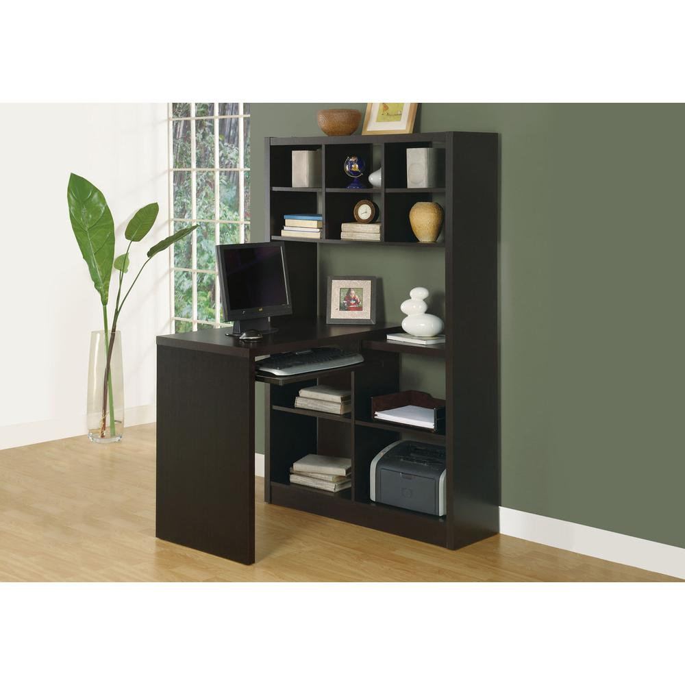 Contemporary Computer Desk with Bookcase and Storage Shelves for Home Office