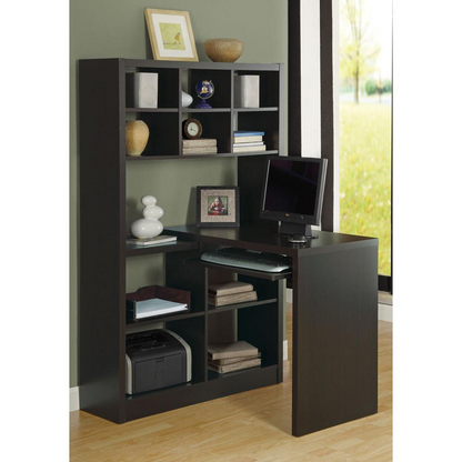 Contemporary Computer Desk with Bookcase and Storage Shelves for Home Office