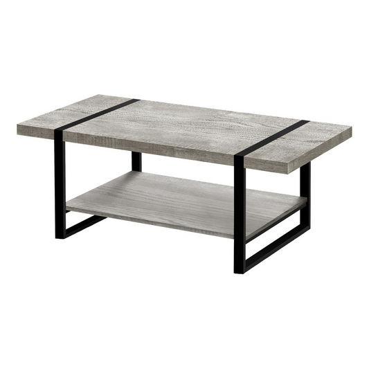 COFFEE TABLE - Grey Reclaimed Wood-Look / Black Metal | Industrial-Farmhouse Style - Navarrete Furniture