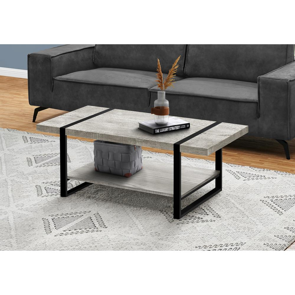 COFFEE TABLE - Grey Reclaimed Wood-Look / Black Metal | Industrial-Farmhouse Style - Navarrete Furniture