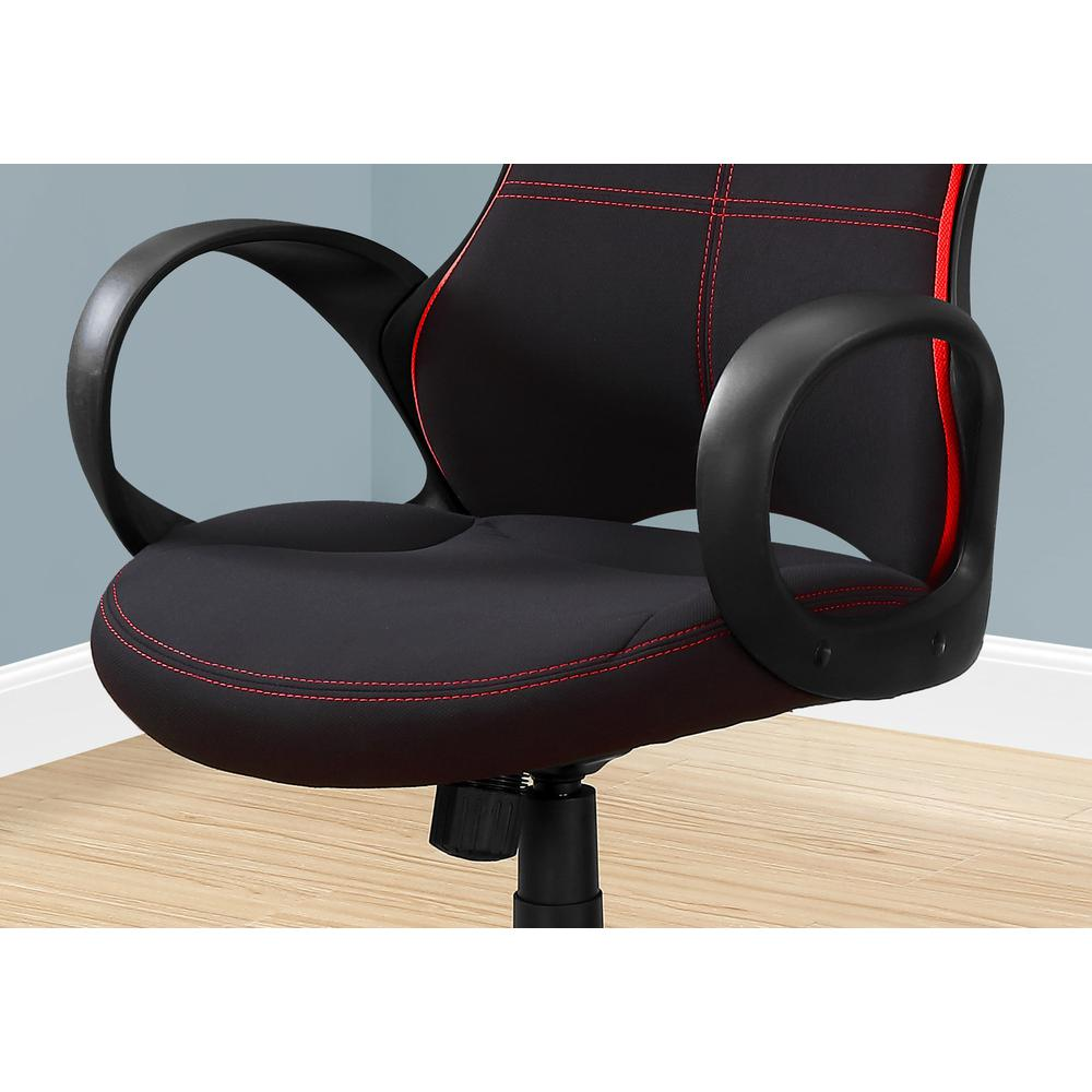 Adjustable Height Gaming Office Chair - Swivel, Ergonomic, Armrests - Black/Red