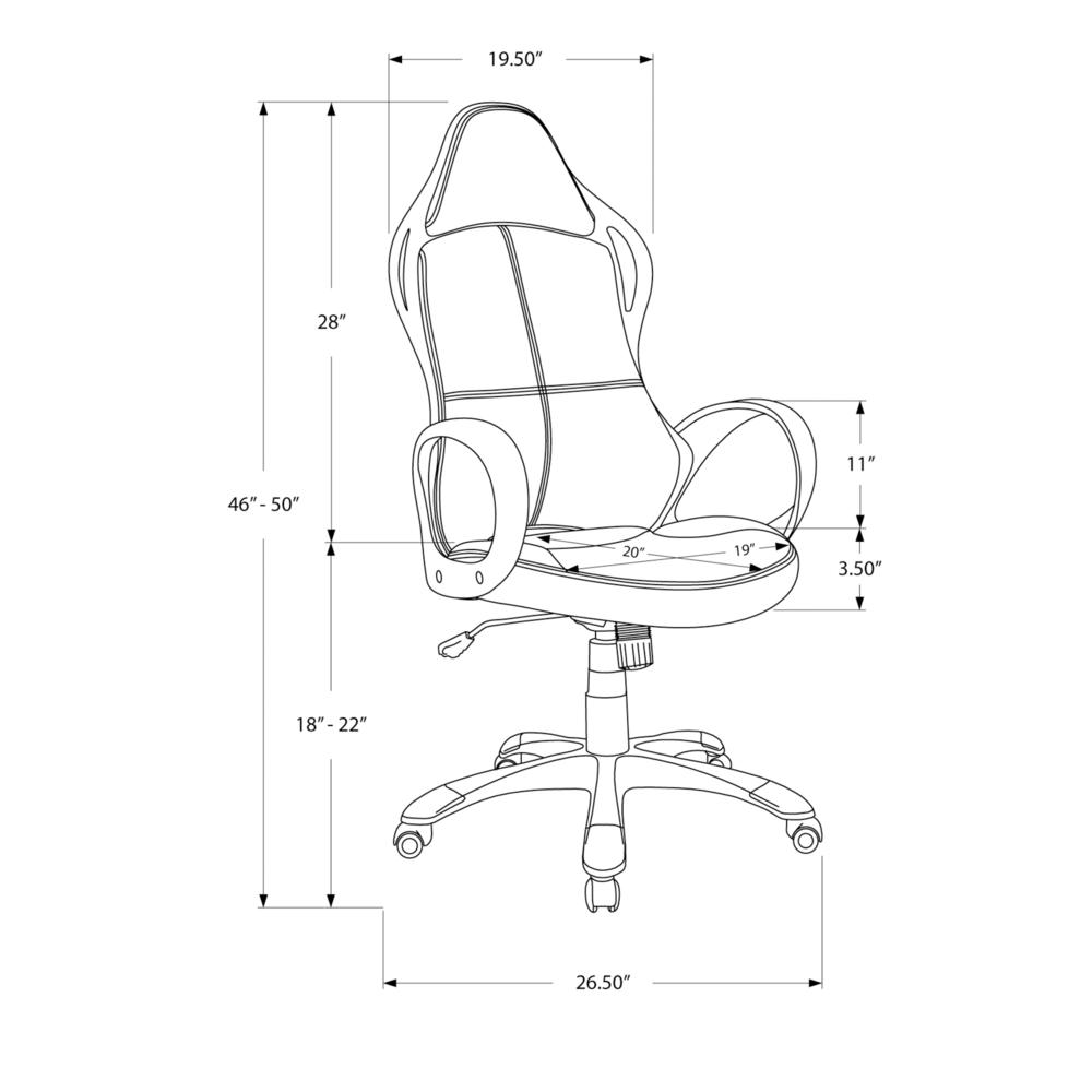 Adjustable Height Gaming Office Chair - Swivel, Ergonomic, Armrests - Black/Red