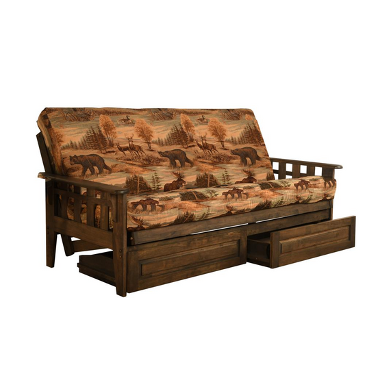 Tucson Frame-Rustic Walnut Finish-Canadian Mattress-Storage Drawers - Upgrade Your Living Space