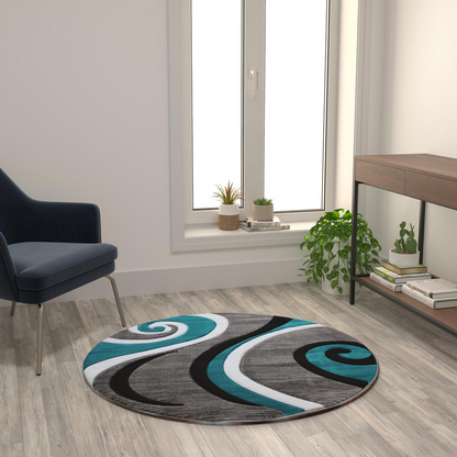 4' x 4' Turquoise Abstract Area Rug - Add Style and Comfort to Your Home