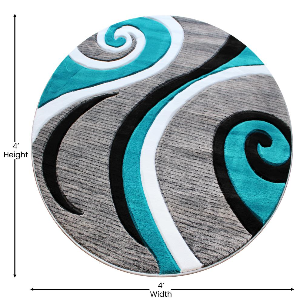 4' x 4' Turquoise Abstract Area Rug - Add Style and Comfort to Your Home