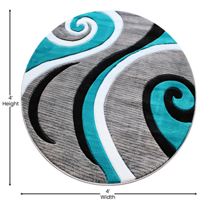 4' x 4' Turquoise Abstract Area Rug - Add Style and Comfort to Your Home