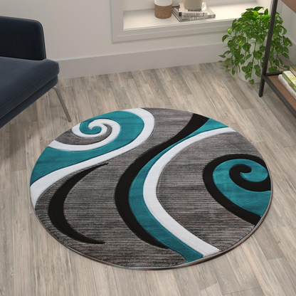 4' x 4' Turquoise Abstract Area Rug - Add Style and Comfort to Your Home