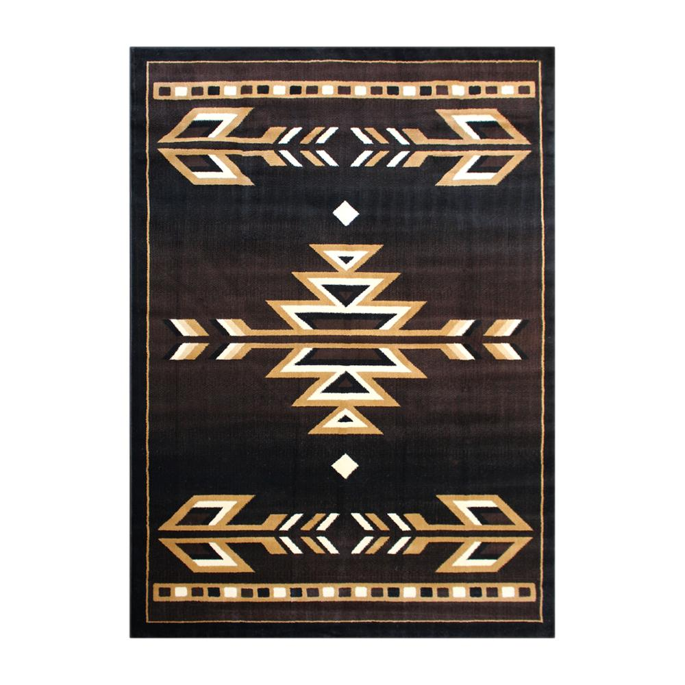 Southwestern 4' x 5' Brown Area Rug - Olefin Accent Rug with Jute Backing