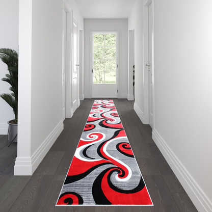 3' x 16' Red Abstract Area Rug - Stylish, Durable, and Versatile