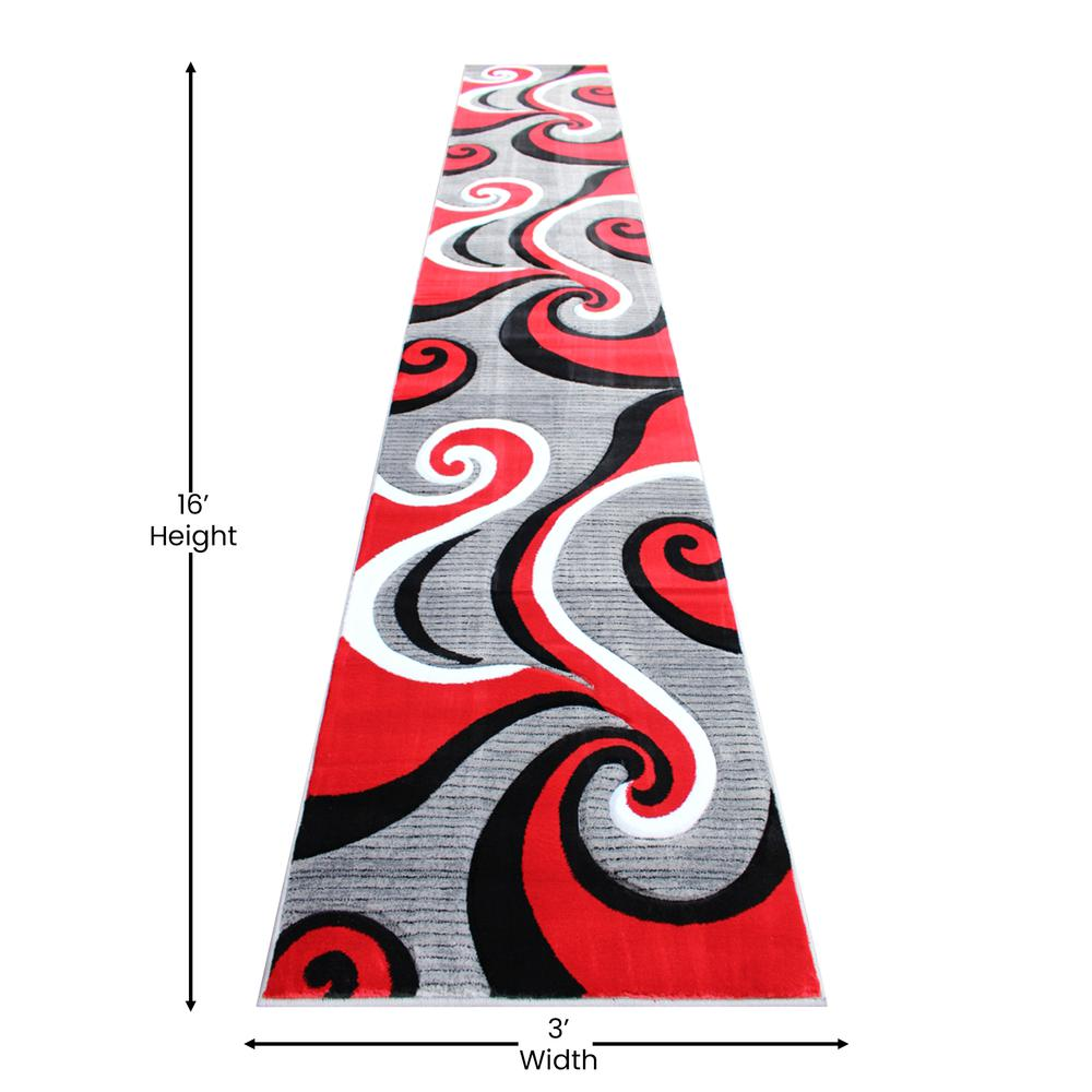 3' x 16' Red Abstract Area Rug - Stylish, Durable, and Versatile