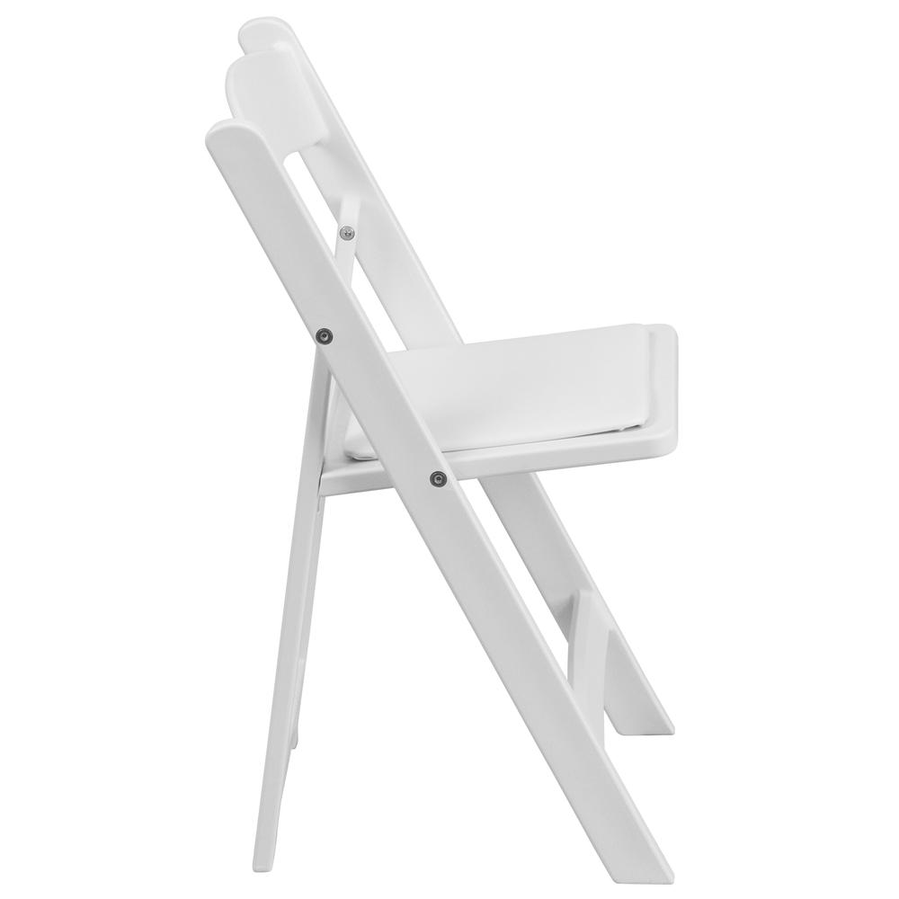 Junior Elegance White Resin Folding Chair with Cushioned Seat - Perfect for Kids