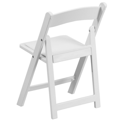 Junior Elegance White Resin Folding Chair with Cushioned Seat - Perfect for Kids