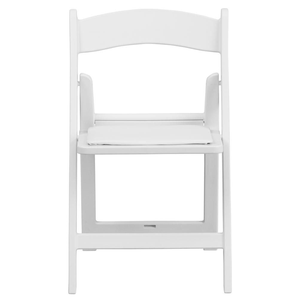 Junior Elegance White Resin Folding Chair with Cushioned Seat - Perfect for Kids